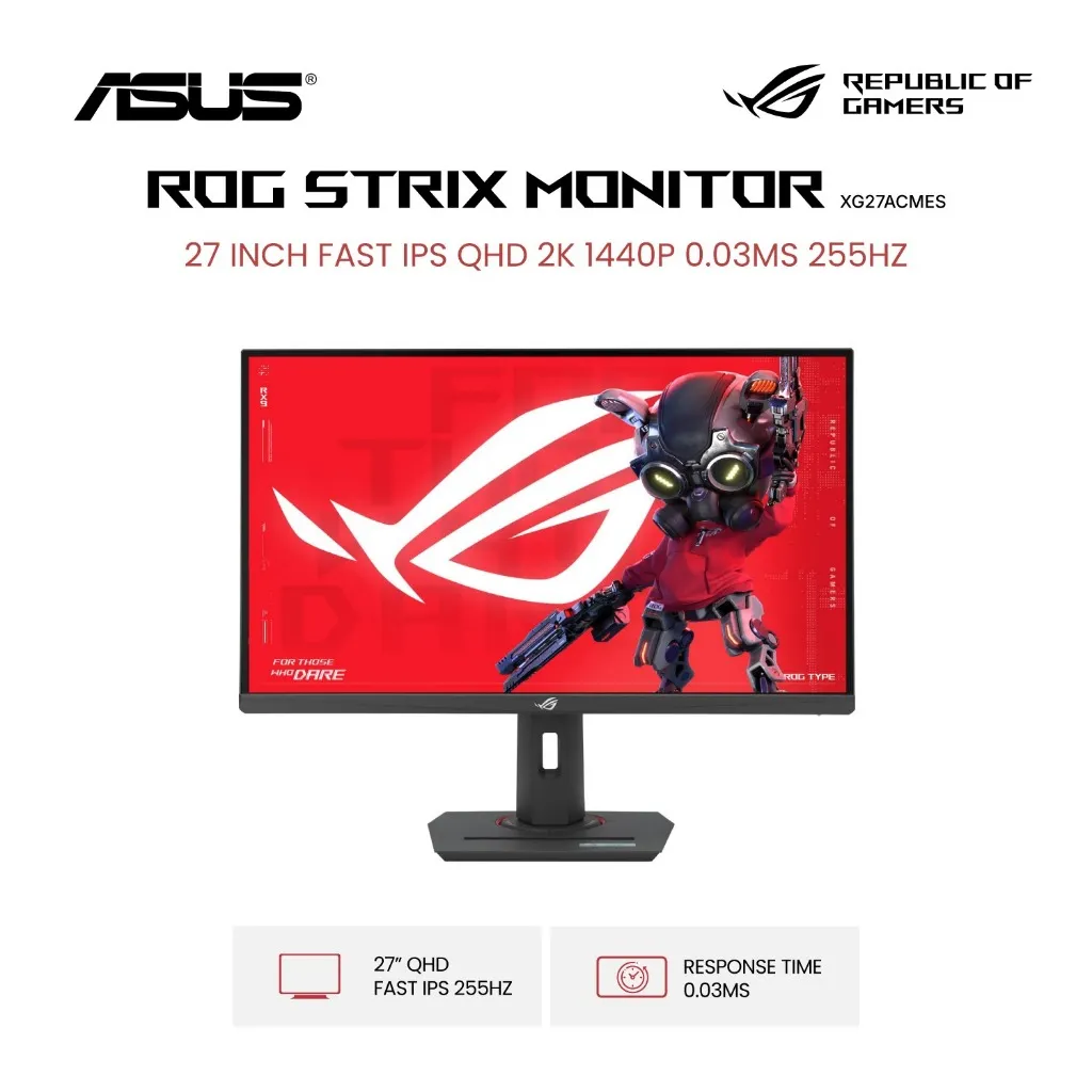 ASUS GAMING MONITOR 27 INCH ROG STRIX XG27ACMES FAST IPS QHD 2K 1440P 0.03MS 255HZ DISPLAYHDR 400 ERGONOMIC USB-C 1Y PERFECT PIXEL+3Y