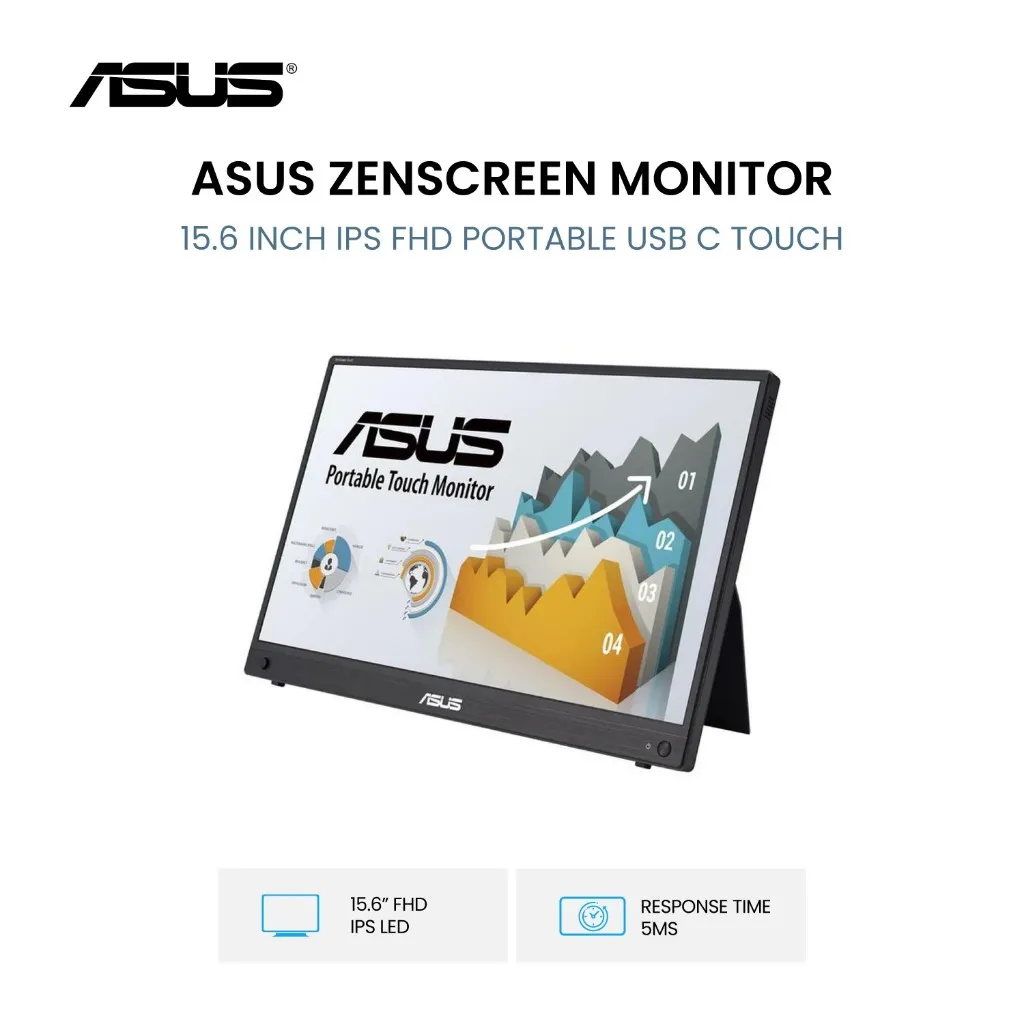 ASUS ZenScreen Touch MB16AMTR 16 Inch IPS FHD Portable Monitor USB-C | Touchscreen + Stand 3Y