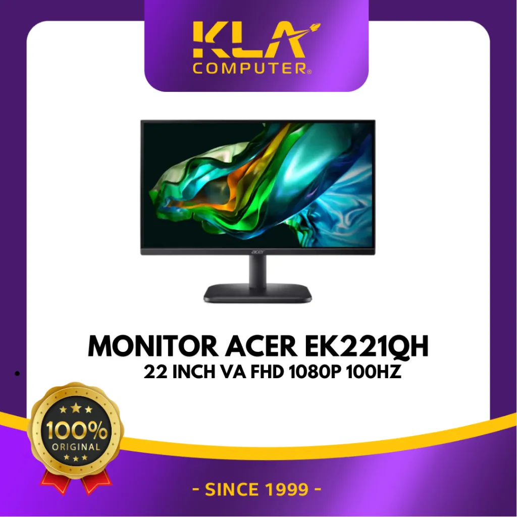 LED Monitor ACER EK221QH - 22 INCH VA FHD 1080p 100Hz 1ms HDMI
