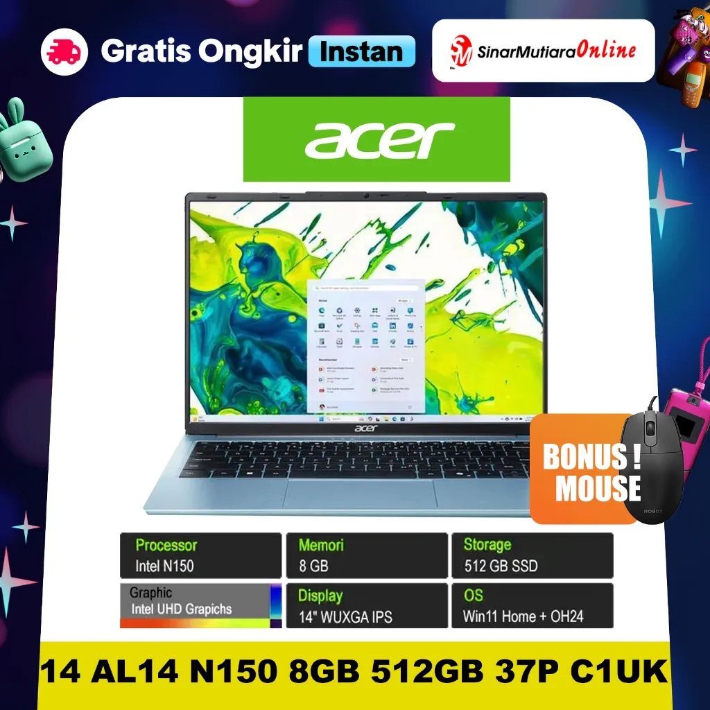 ACER NOTEBOOK ASPIRE LITE 14-AL14 37P-C1UK N150 8GB 512GB W11+OHS+M365B 14.0 IPS WUXGA BLUE