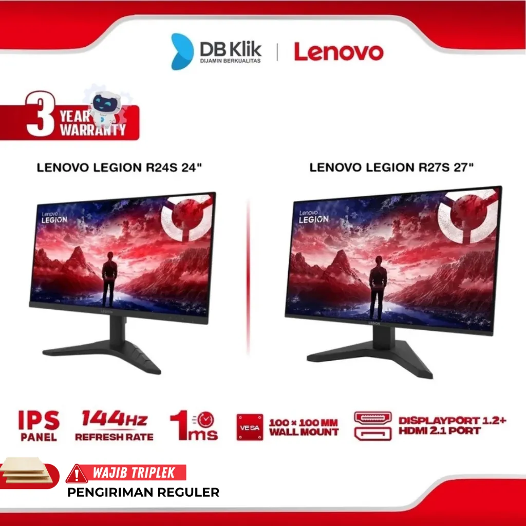 Monitor Gaming Lenovo LEGION R24s 24" | R27s 27" FHD IPS 144Hz 1ms HDR10 HDMI DP
