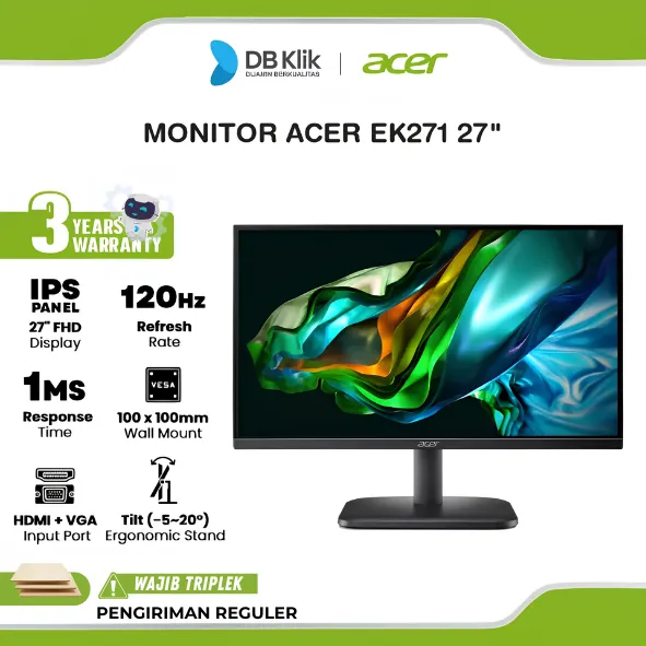 ACER EK271G LED Monitor 27" IPS FHD 120Hz 1ms AdaptiveSync HDMI VGA