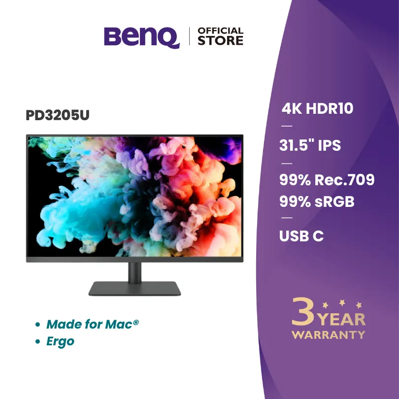 BenQ PD3205U Mac-Ready Designer Monitor 4K 31.5" IPS sRGB AQCOLOR USB-C