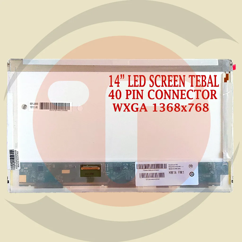 LED LCD Untuk Dell Inspiron 1440 1450 1464 M4040 3420 2420 1088 N4010 N4050 N4030 N4110 E6420 3420 1526 14" 40 PIN TEBAL