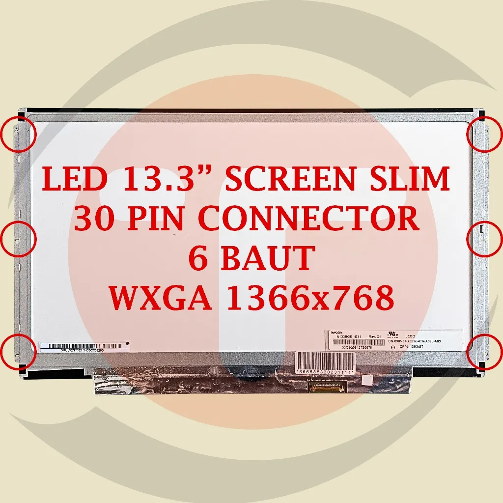 LCD LED Dell Latitude 13-3380 13-3350 13-3340 E3330 E3340 3340 3350 13.3" SLIM 30 PIN N133BGA-EB2 N133BGE-E31 6 BAUT KIRI KANAN