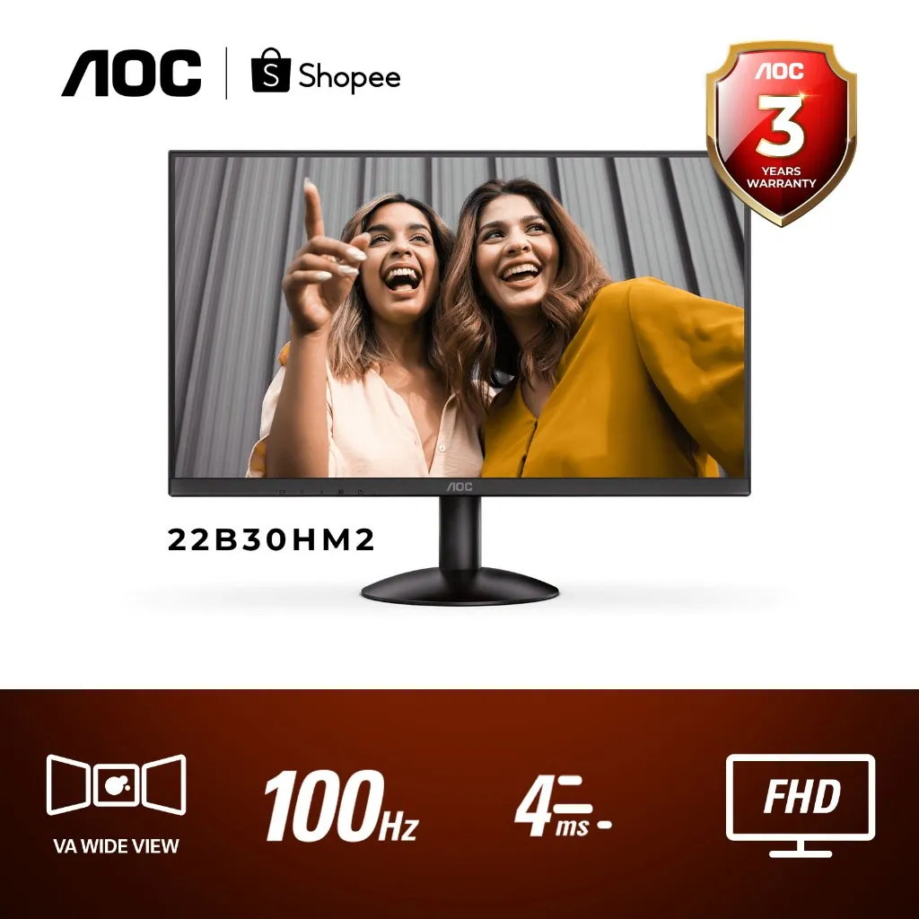 AOC 22B30HM2 Ultra Slim LED Monitor (21.45"/VA/4ms/100Hz/FHD/HDMI)