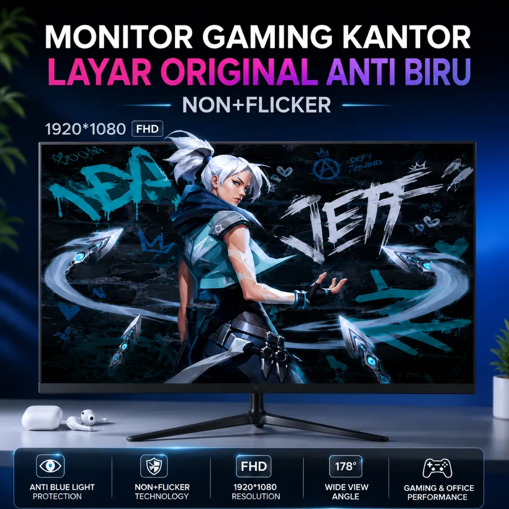 Garansi lima tahun Monitor 19 Inch Monitor 27 Inch LED Monitor Pc Game Profesional VGA HDMI 1080P Matte Panel Monitor Rumah