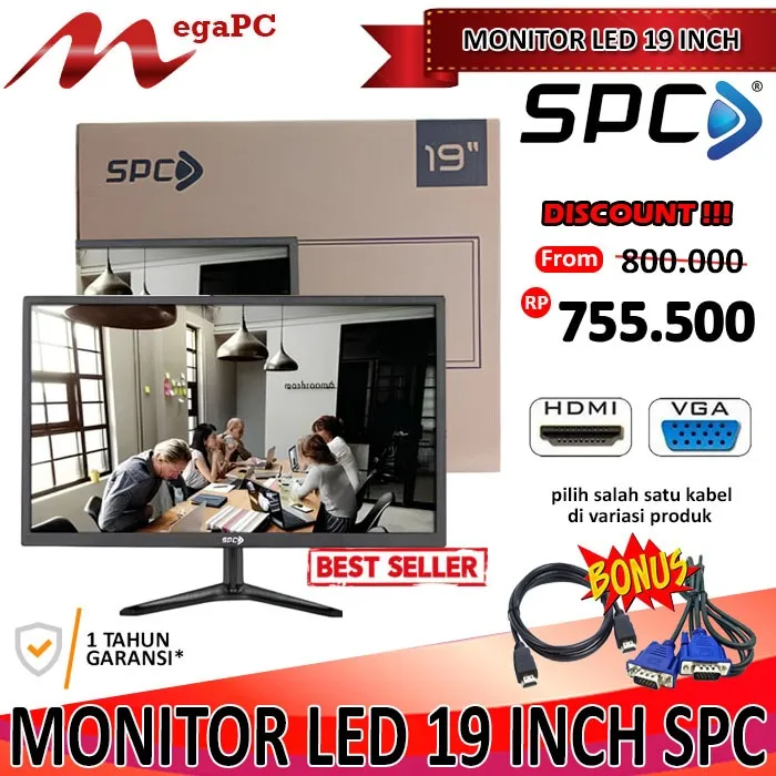 Monitor Layar LED 19 Inch WideScreen SPC Baru