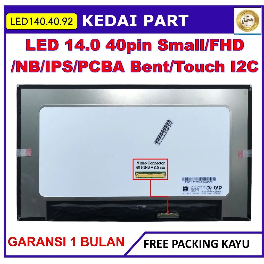 LED LCD HP Elitebook 840 G7 840 G8 845 G7 845 G8 640 G9 FHD Touchscreen LP140WFB-SPF3