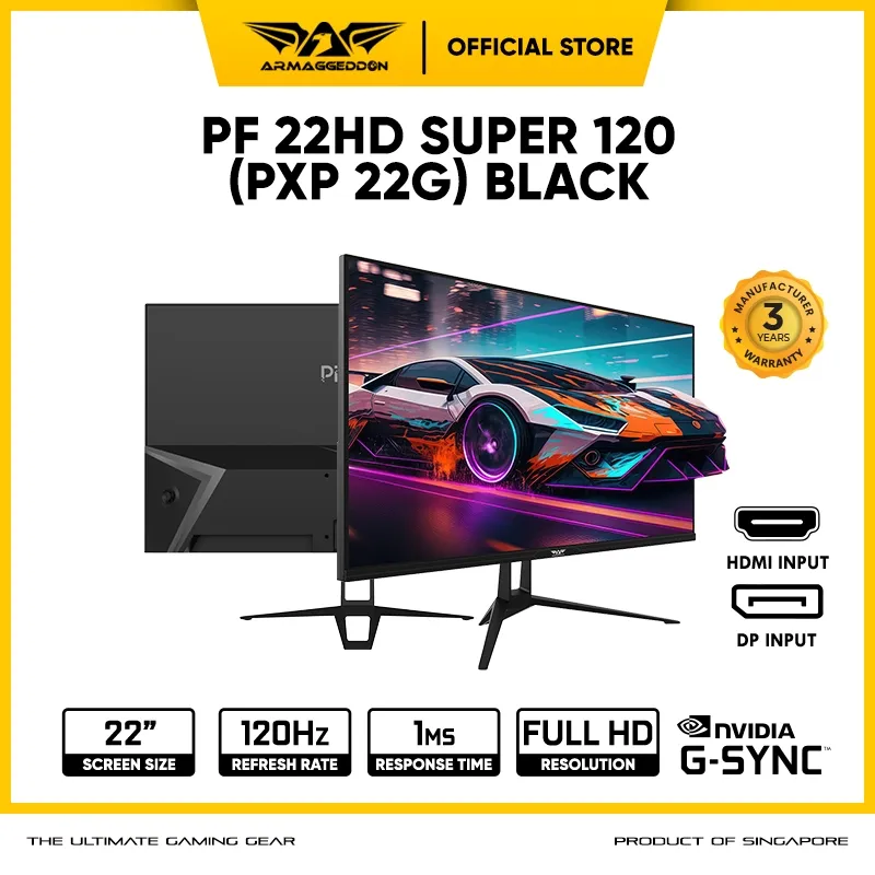 Armaggeddon PF22HD SUPER Full HD Nvidia G-SYNC Frameless Gaming Monitor | 120Hz | 1ms Response Time - Garansi 3 Tahun