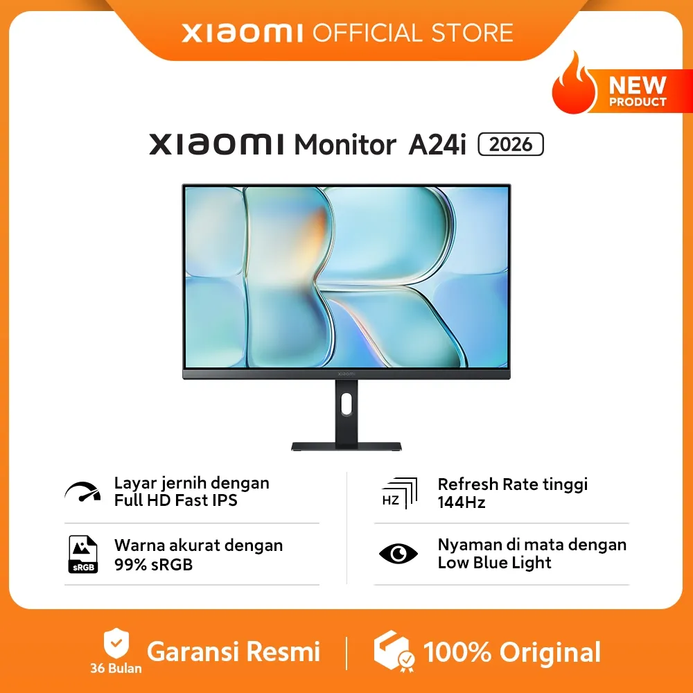 Xiaomi Monitor A24i 2026 Layar Jernih dengan Full HD Fast IPS | Refresh Rate Tinggi 144Hz | Warna Akurat dengan 99% sRGB | Nyaman di Mata dengan Low Blue Light | Monitor PC [Official Store]