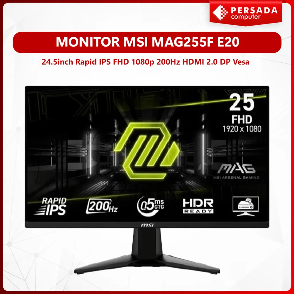Monitor MSI MAG255F E20 24.5" Rapid IPS FHD 1080p 200Hz HDMI 2.0 DP Vesa