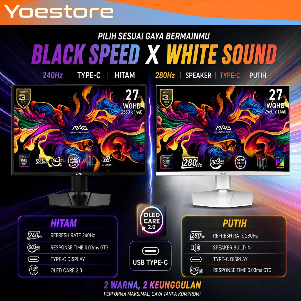MSI MAG 273QP QD-OLED X24 27 INCH WQHD 2K GAMING MONITOR [1440p, 240Hz]
