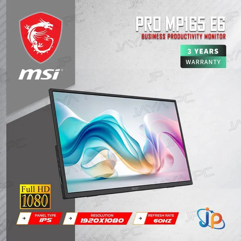 Monitor MSI LED Portable IPS PRO MP165 E6 - Full HD 16" Inch