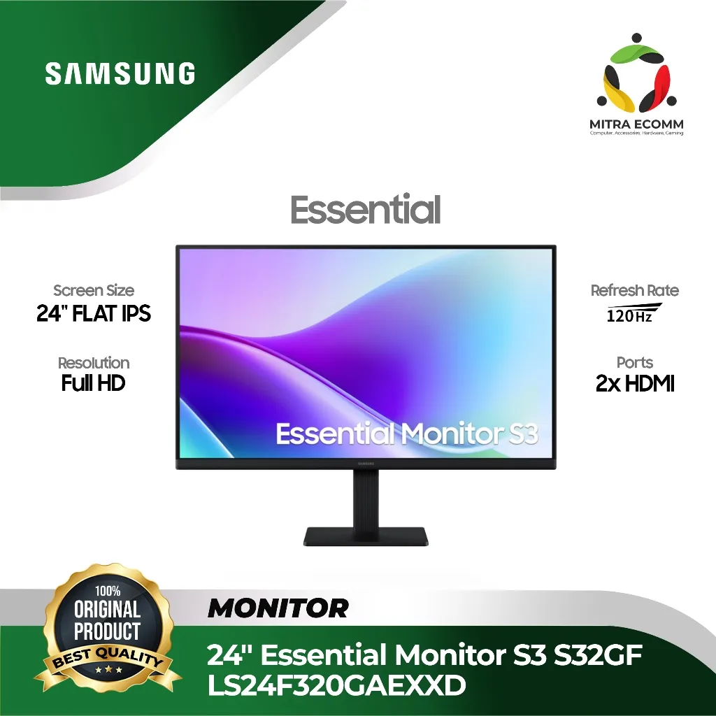 Monitor Samsung Led 24" Flat S24F320 FHD IPS 120Hz - LS24F320GAEXXD