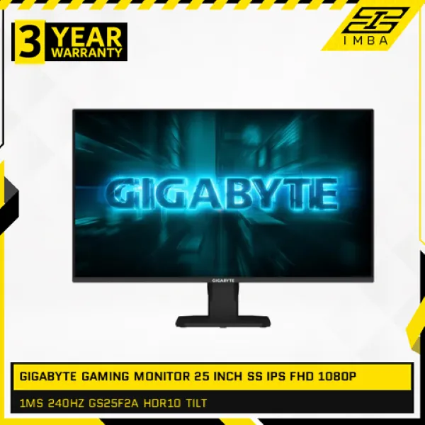 GIGABYTE GAMING MONITOR 25 INCH SS IPS FHD 1080P 1MS 240HZ GS25F2A HDR10 TILT