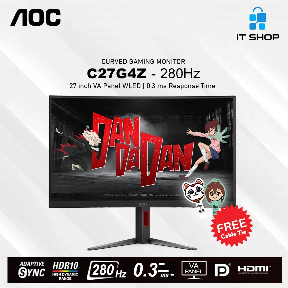 AOC C27G4Z 27 inch WLED Curved Gaming Monitor - 280Hz
