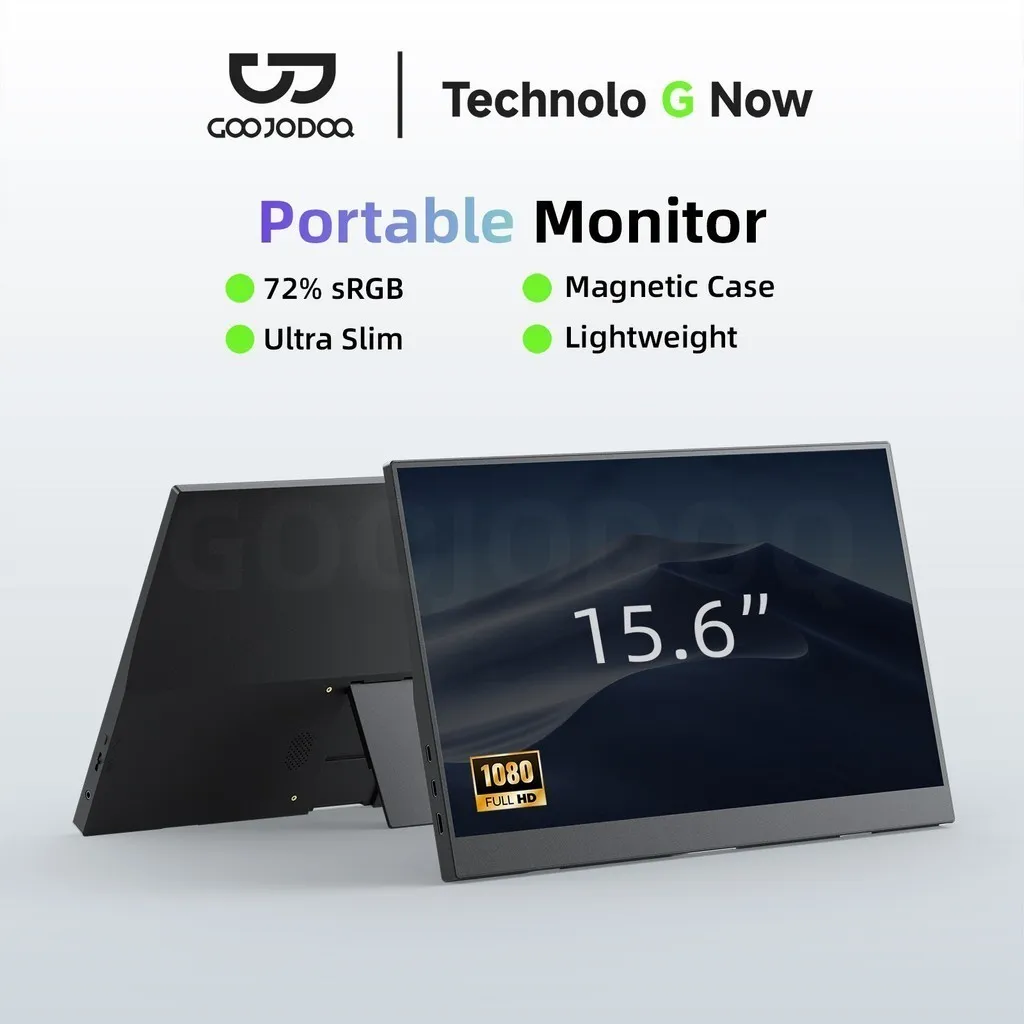 GOOJODOQ 15.6-inch Display Screen Adjustable Bracket and Magnetic Protective Cover 1080p Ffull HD Display