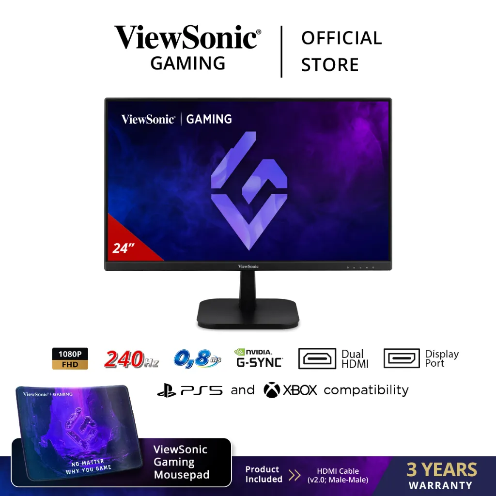 Monitor Gaming 24" ViewSonic VX24G30 240Hz 0.8ms IPS Full HD G-Sync Compatible
