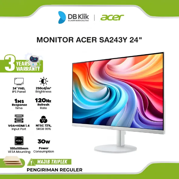Monitor ACER SA243Y 24" FHD IPS 120Hz 1ms HDMI VGA