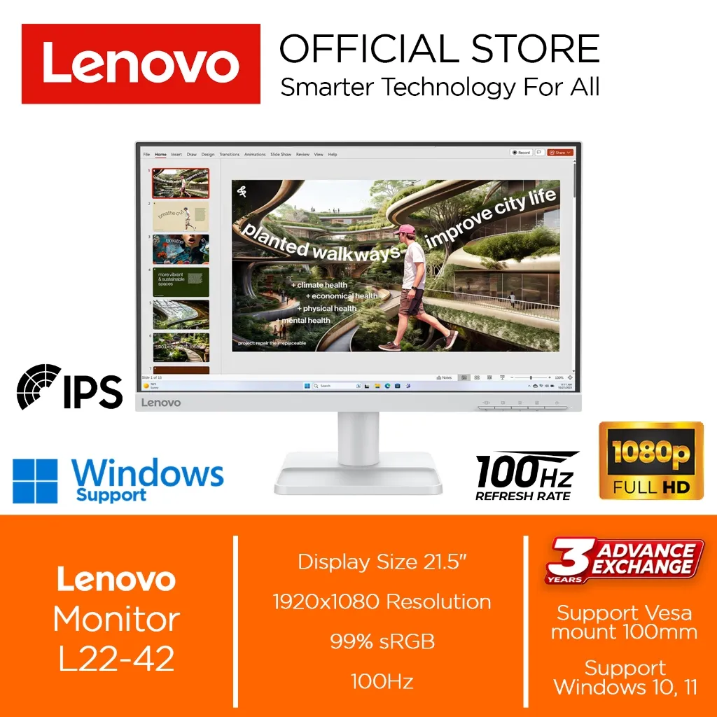 Monitor LED Lenovo L22-42 21.5" FHD IPS 100Hz 4ms HDMI 99%sRGB Eye Caring
