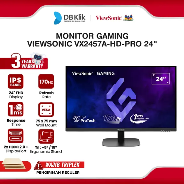 Monitor Gaming ViewSonic VX2457A-HD-PRO 24" FHD IPS 170Hz 1ms AMD FreeSync HDR10 HDMI DP