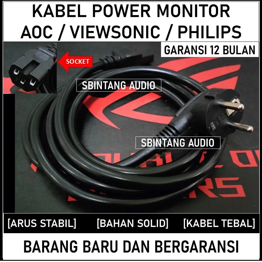 Kabel power adaptor Monitor AOC VIEWSONIC PHILIPS series