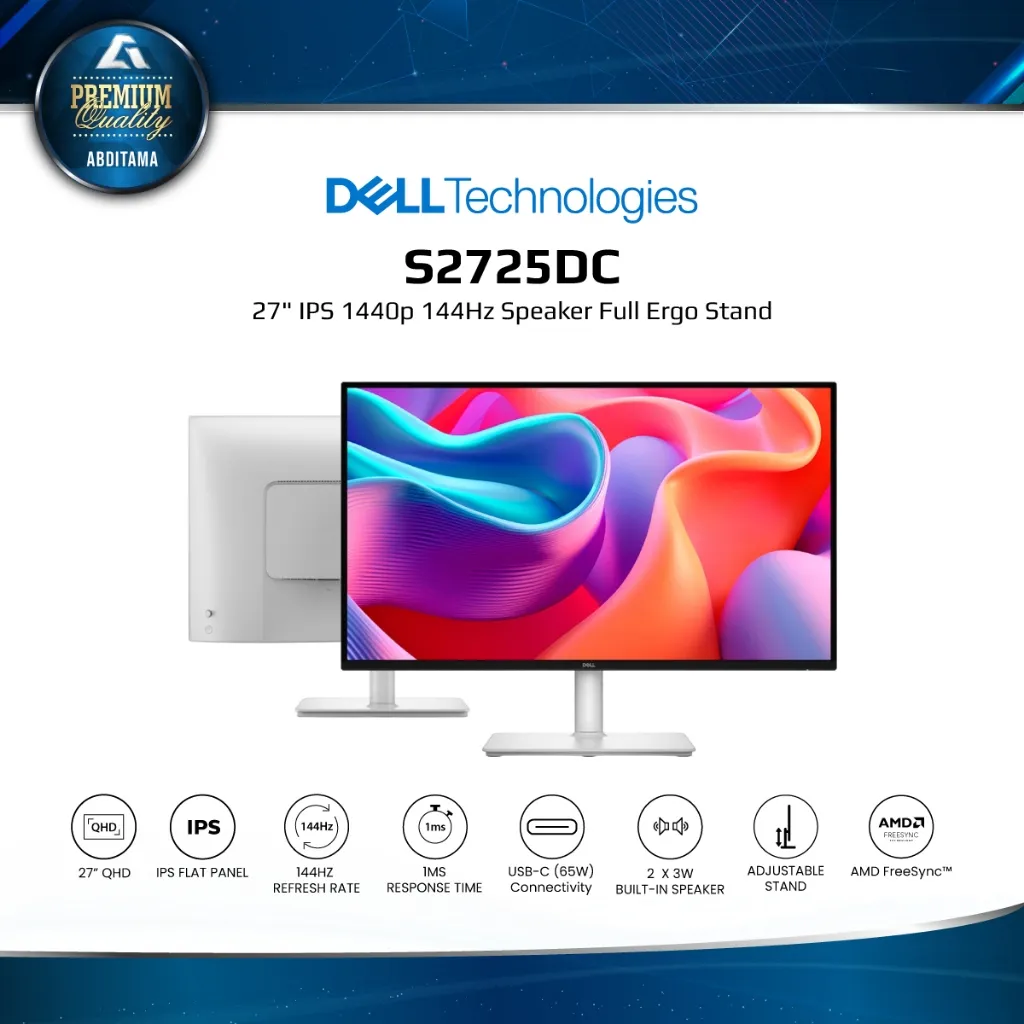 DELL S2725DC 27" IPS QHD 1440p 144Hz 4ms 99% sRGB HDMI1.4x1 DP1.4x1 USB-C 15w Speaker Ergo