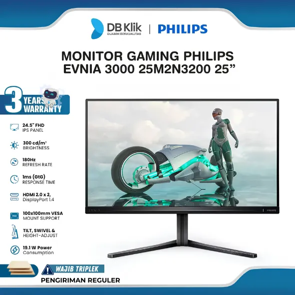 Monitor Gaming PHILIPS EVNIA 3000 25M2N3200 25" FHD IPS 180Hz 1ms AMD FreeSync HDR10 Full Ergonomic Stand HDMI DP