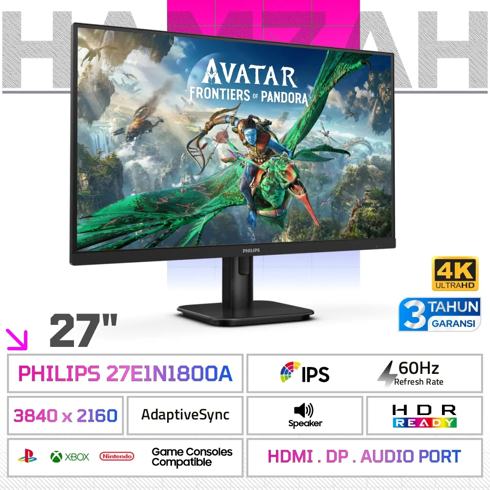 Monitor 27" 4K UHD HDR Speaker HDMI DisplayPort Philips 27E1N1800A