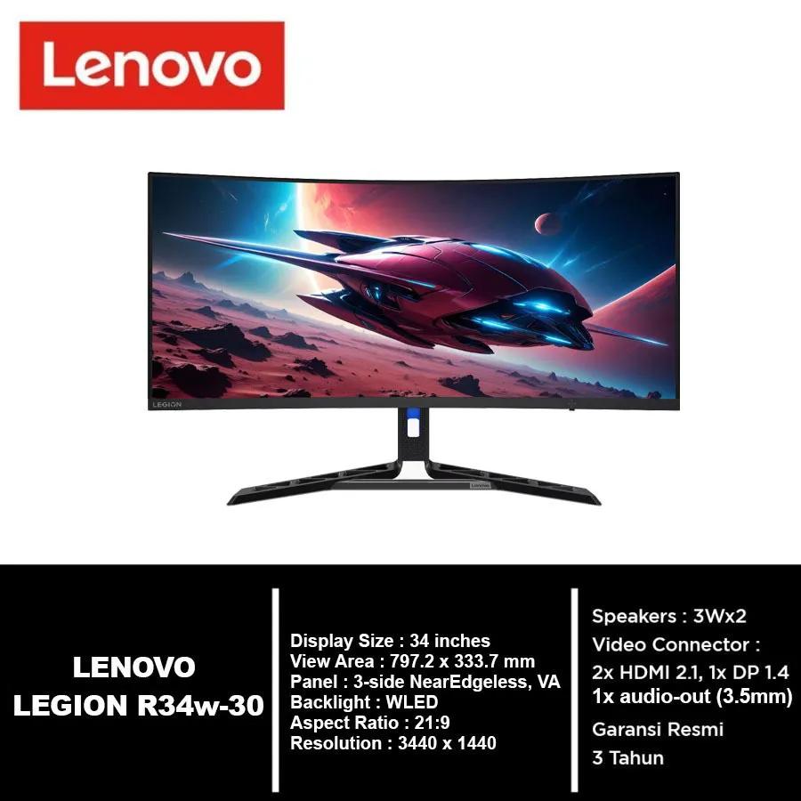 Monitor LENOVO LEGION R34w-30 34 WQHD 180Hz 0.5ms