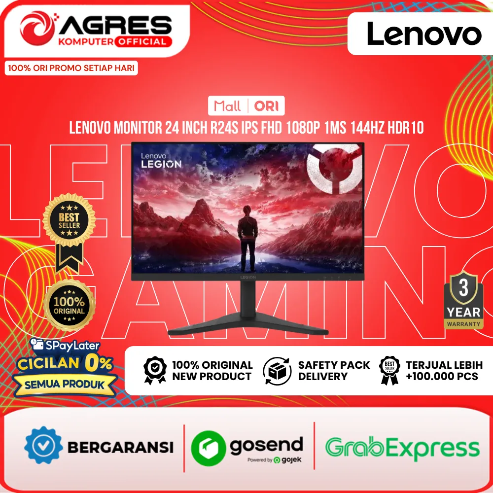 LENOVO MONITOR 24 INCH R24S IPS FHD 1080P 1MS 144HZ HDR10 3Y