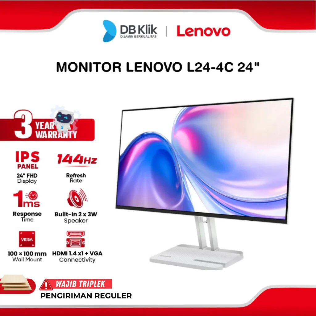 Lenovo L24-4C Monitor LED 24" IPS FHD 144Hz 1ms AMD FreeSync Built in Speaker HDMI VGA