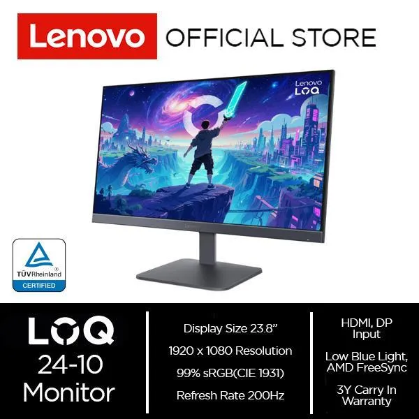Lenovo Monitor LOQ 24-10 23.8-inch FHD IPS 200Hz 99% sRGB