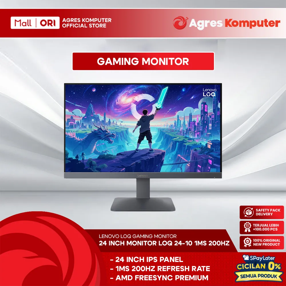 LENOVO MONITOR 24 INCH LOQ 24-10 IPS FHD 1080P 1MS 200HZ HDR10 HDMI+DP 3Y