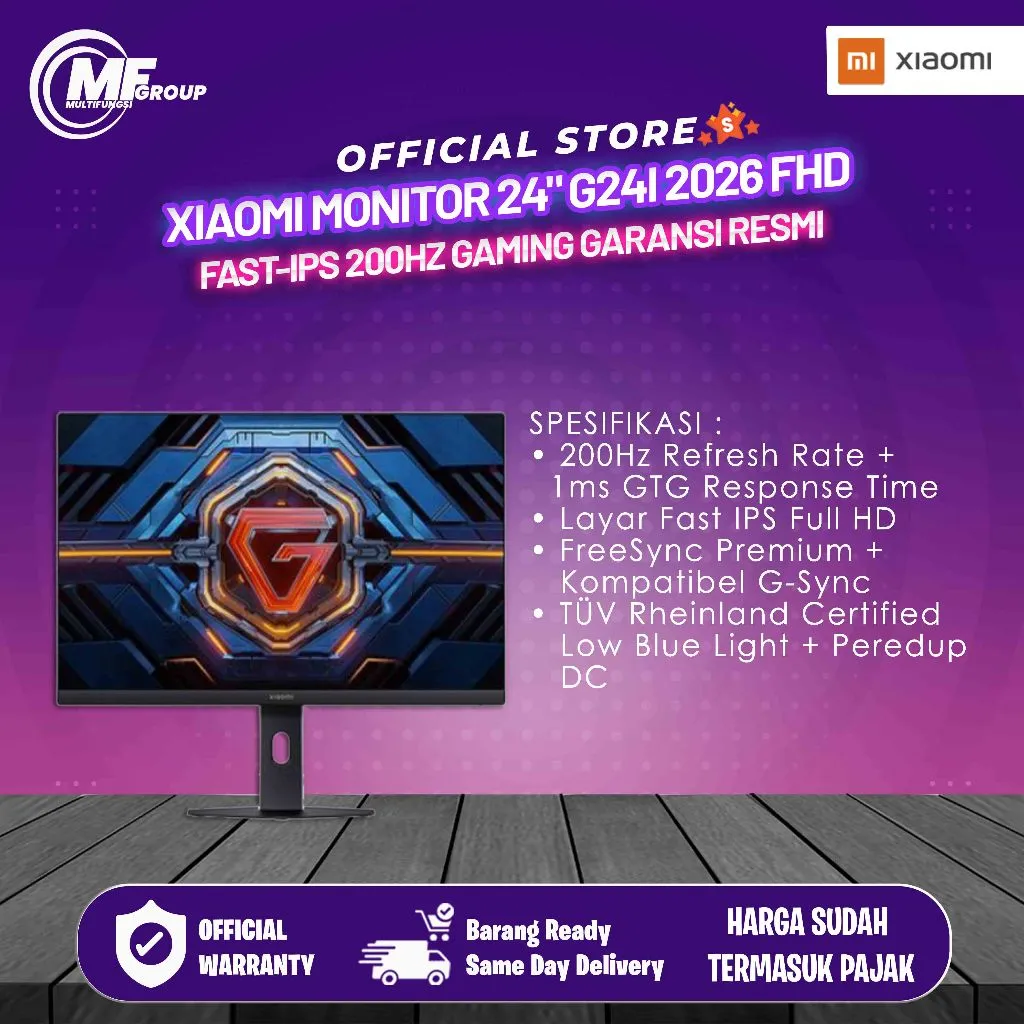 Xiaomi Monitor 24" G24I 2026 FHD Fast-IPS 200Hz Gaming Garansi Resmi