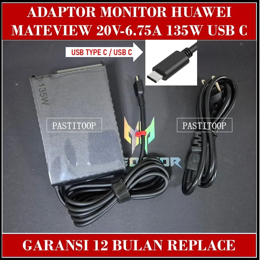 Adaptor power supply Monitor Huawei MATEVIEW HSN CBA 20V 6.75A 135W USB TYPE C BARU