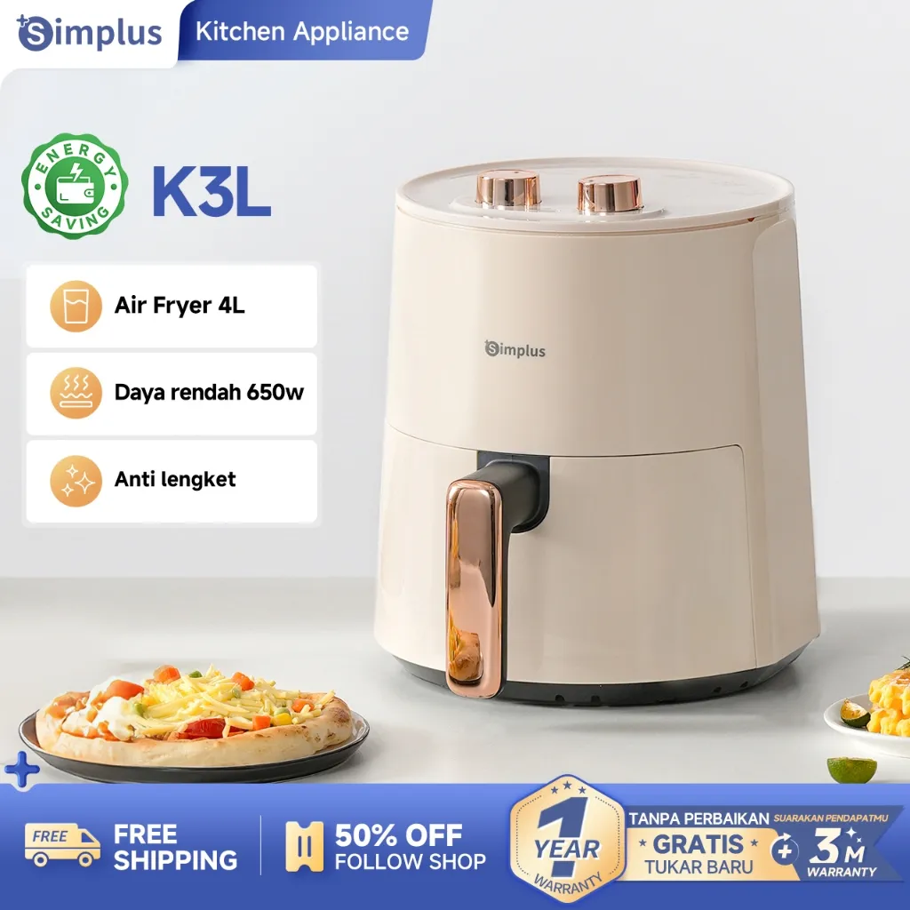 Simplus Air Fryer 650w 4L Multifungsi Tanpa Minyak Untuk Goreng Panggang Ideal untuk Asrama