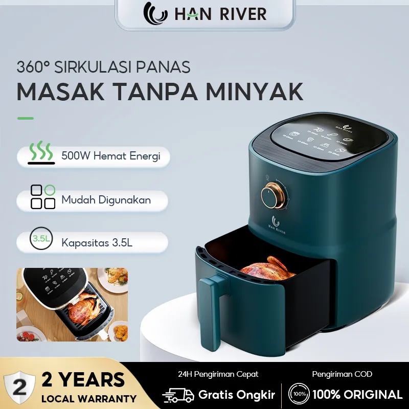 HAN RIVER Air Fryer 500w hemat energi Listrik multifungsi 3.5L kapasitas besar cocok untuk goren
