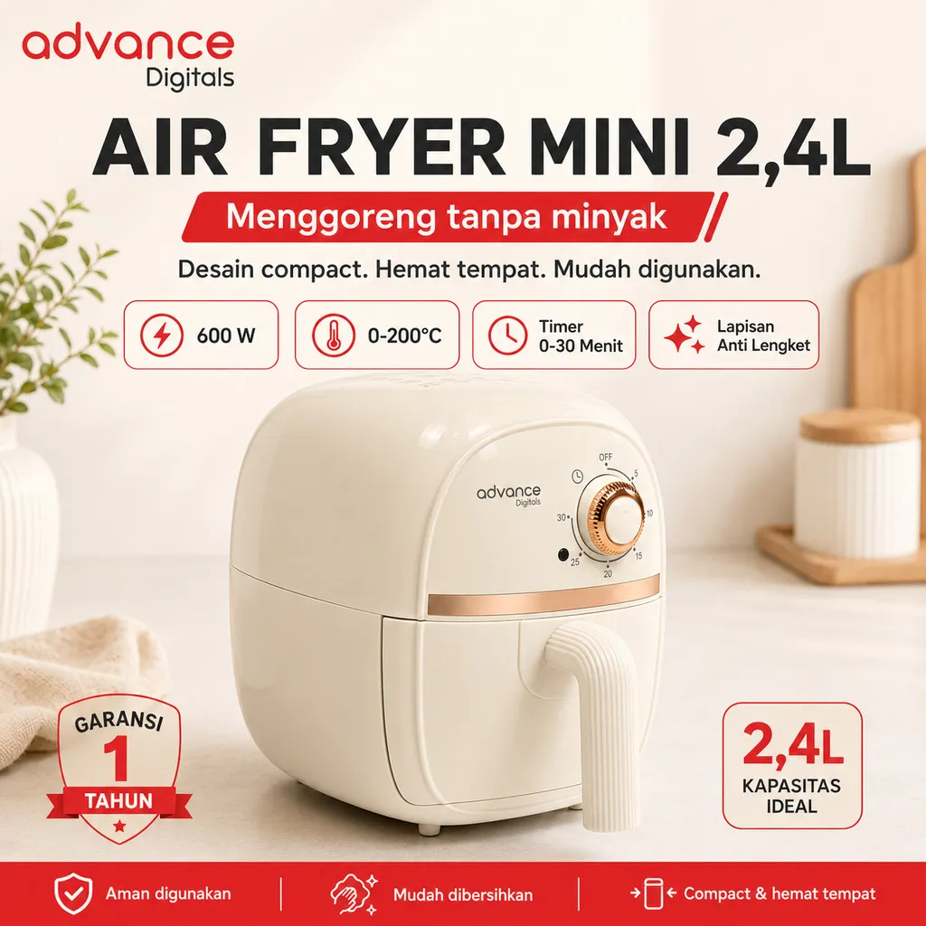 Advance Air Fryer 2.4 Liter Penggoreng Listrik Multifungsi Bebas Minyak ADF-24A
