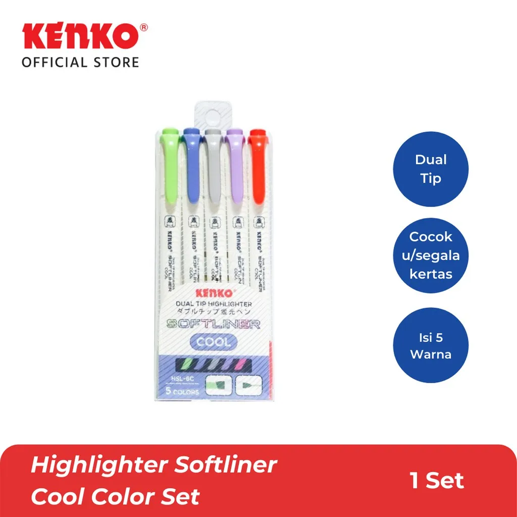 KENKO HIGHLIGHTER Dual Tip/Penanda Warna Dua Sisi SOFTLINER