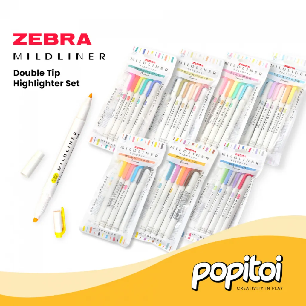 Zebra Mildliner SET 5 10 Color Double Tip Highlighter Midliner Fragrance Pastel Marker Stab*lo Penanda