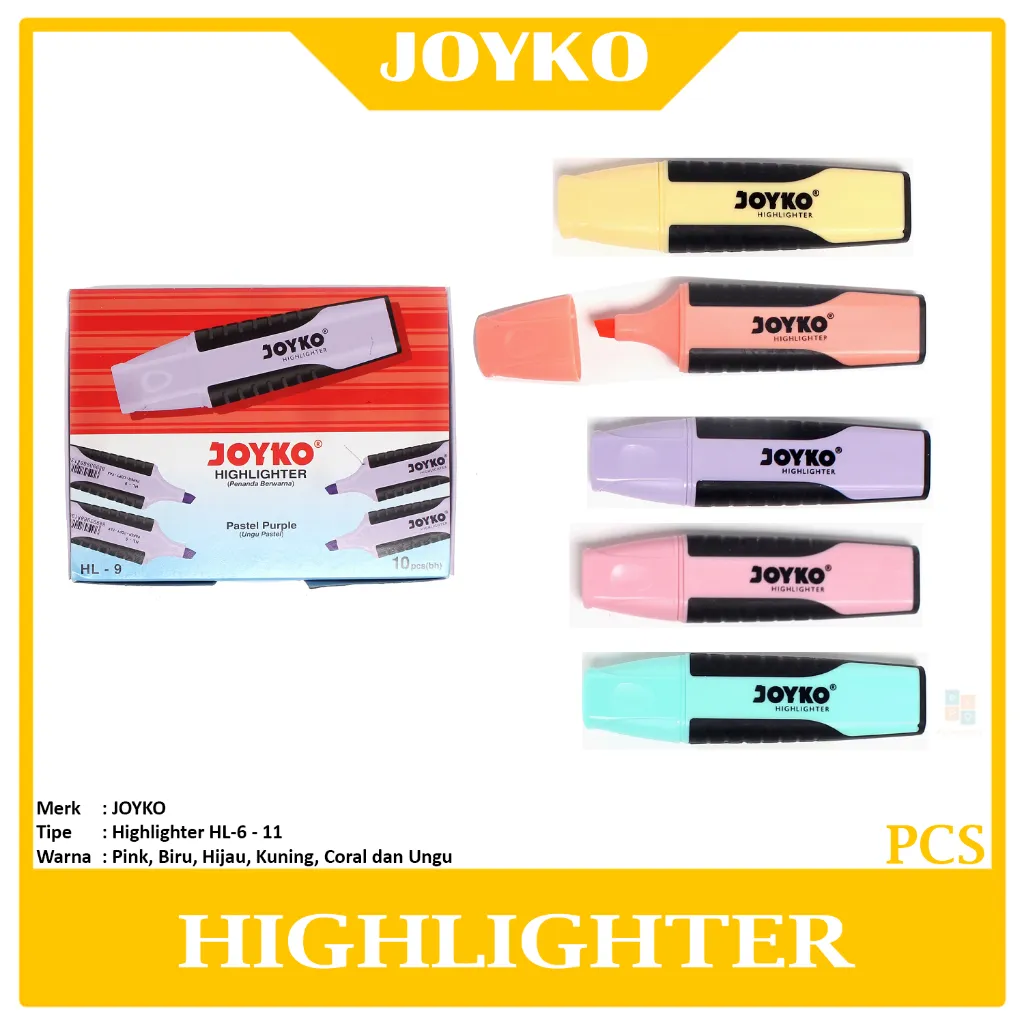 JOYKO - Highlighter Pastel Series atau Penanda Pastel Seri - Pcs