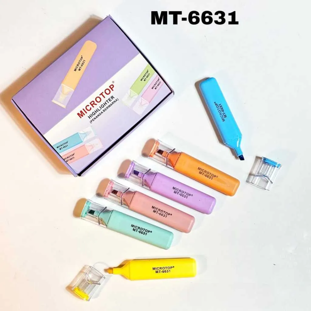 SOS Highlighter MICROTOP MT-6631 Pastel (minimal 4) /Fluorescent Pen/Stabilo/Penanda Berwarna