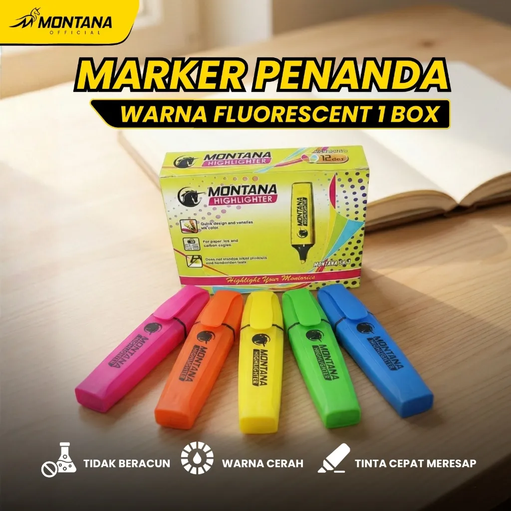 MONTANA Highlighter 12 Pcs Color Marker Penanda Berwarna SH-1