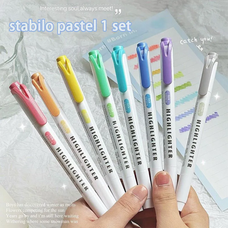 20 Color Highlighter Pen Aesthetic Spidol Stabilo Warna Warni 1 Set Highliter Pens Marker Macaroon Lucu Penanda Warna Warni Stationery Set Alat Tulis For Student Back To School Office Stationery