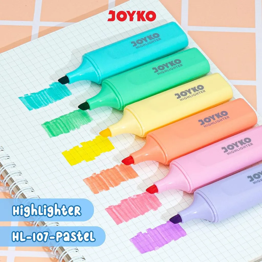JOYKO Highlighter Penanda Berwarna HL-107 Pastel Colors