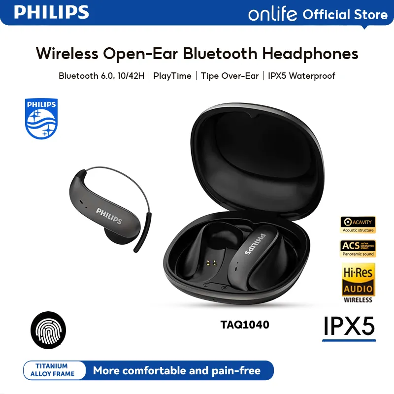 Philips OWS Open-Ear Wireless Headphone Earphone Bluetooth 6.0 Dual Mode Gaming / Music Low Latency - TAQ1040