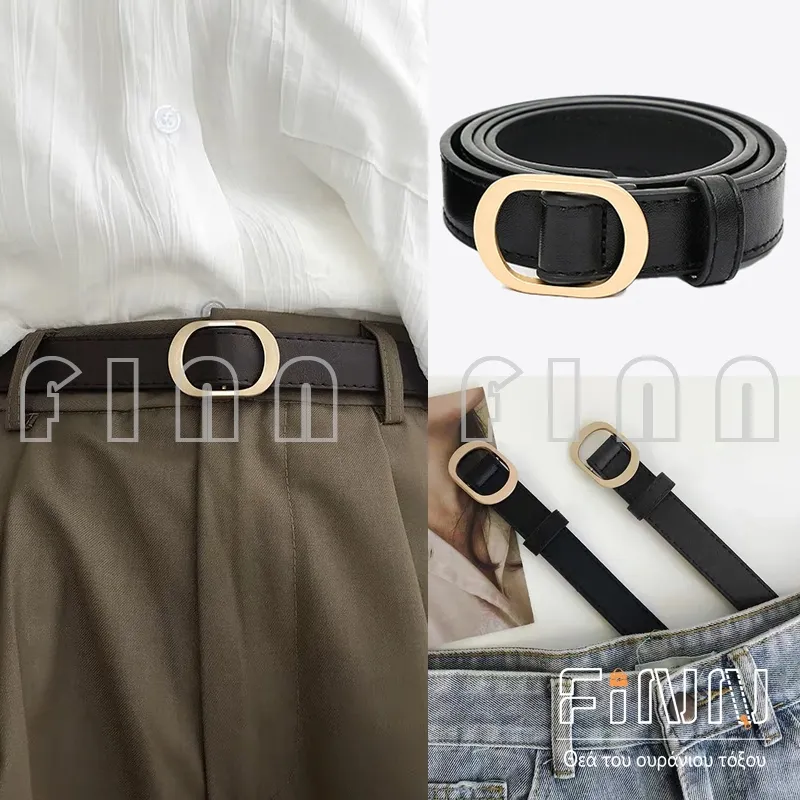 Ikat Pinggang Wanita Bisnis Untuk Kantor Kuliah Sabuk Cewek Bahan Pu Kulit Warna Hitam Polos Tebal High Quality
