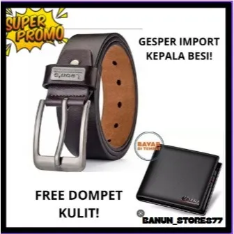 TERMURAH - BONUS DOMPET+SABUK PRIA BESI IMPORT KULIT ASLI LAPISAN KUAT TAHAN LAMA FASHION MEWAH